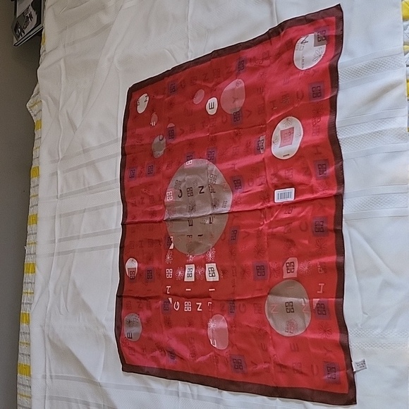 NWT Givenchy Elegant Classy Red Silk Scarf with Geometric Patterns 31" - Picture 1 of 10